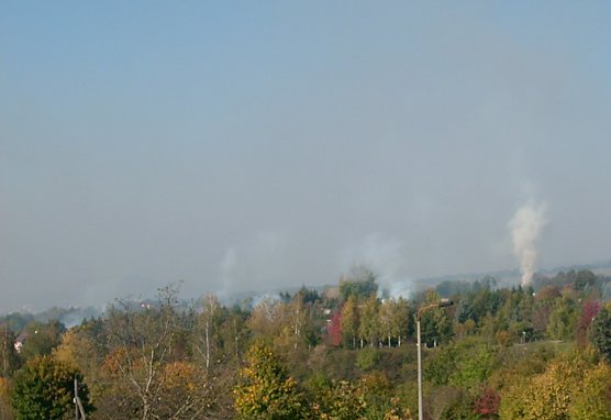 Rauchs&auml;ulen &uuml;ber der Stadt (Foto: Karl-Heinz Herrmann)