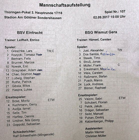 Bild: Im Pokal Eintracht gegen Gera