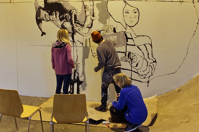 Bild: Graffiti K&uuml;nstler in der SkateArena