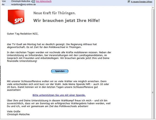 Bild: Mail erhalten