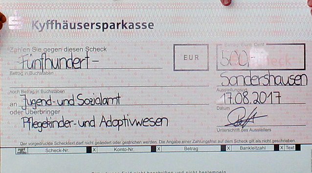 Bild: Spendenscheck