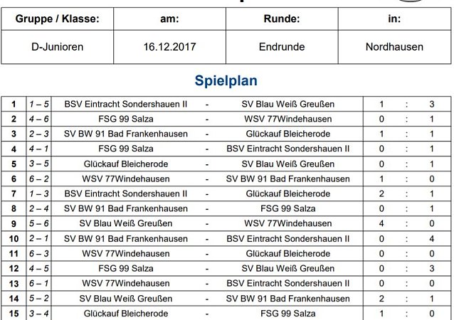 Bild: SV BW Greu&szlig;en Hallenkreismeister der D-Junioren