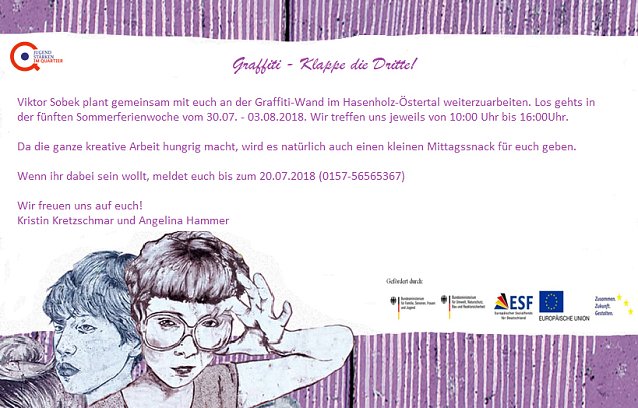 Bild: Graffiti und Monatsplan Juli