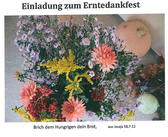 Bild: Einladung zum Erntedankfest