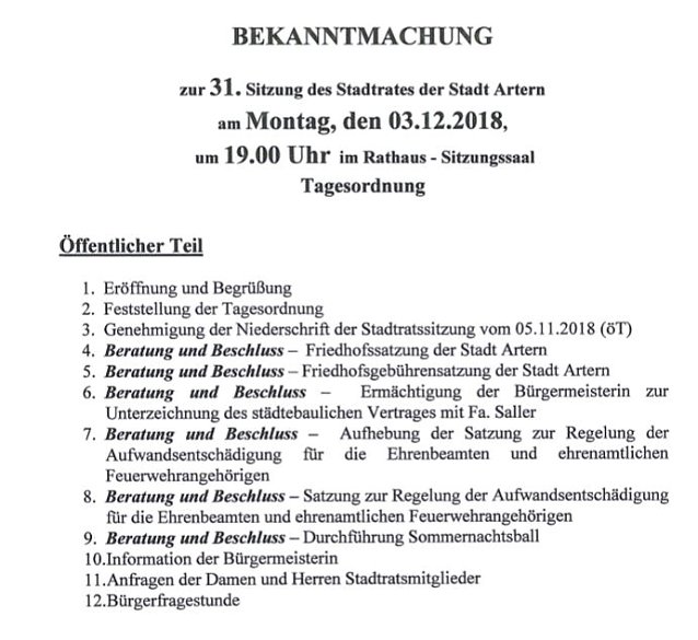 Bild: Elisabethempfang 2018 und Stadtratssitzung Artern