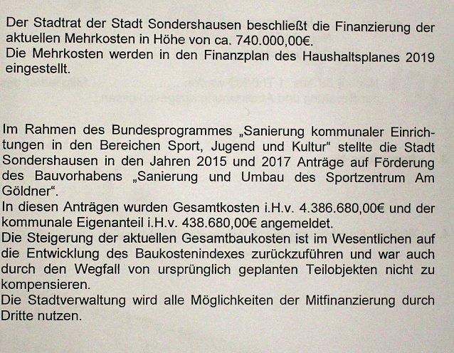 Bild: Sportst&auml;tte G&ouml;ldner wird wohl teurer