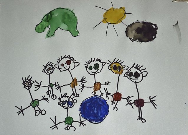 Bild: Kleine Leute besuchen gro&szlig;e Kunst