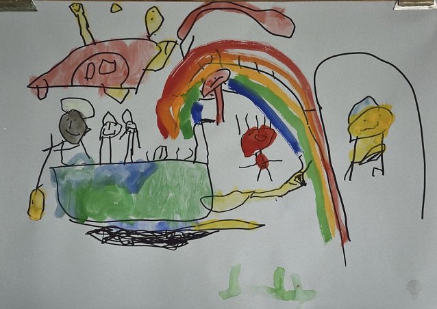 Bild: Kleine Leute besuchen gro&szlig;e Kunst