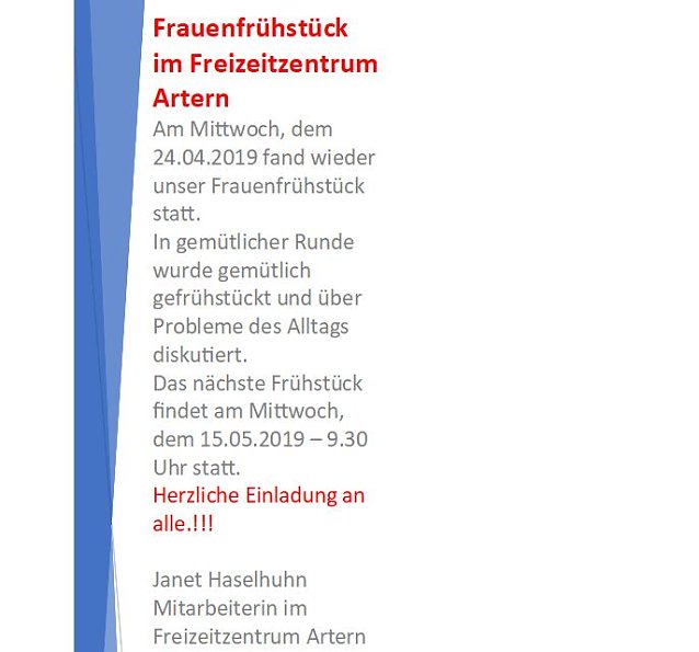 Bild: Frauenfr&uuml;hst&uuml;ck in Artern