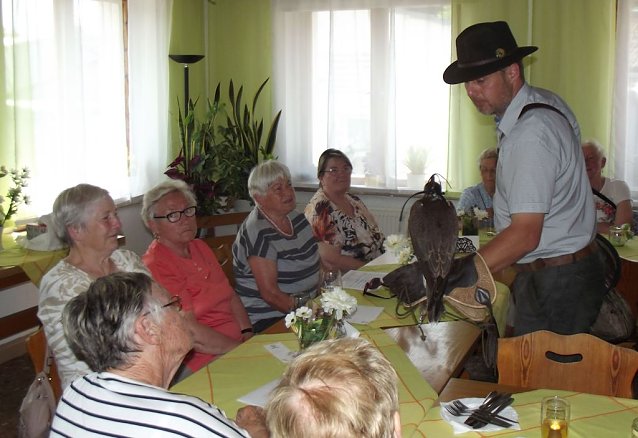 Bild: Luca Falke und W&uuml;sten-Bussard Uschi zu Besuch im WB 4