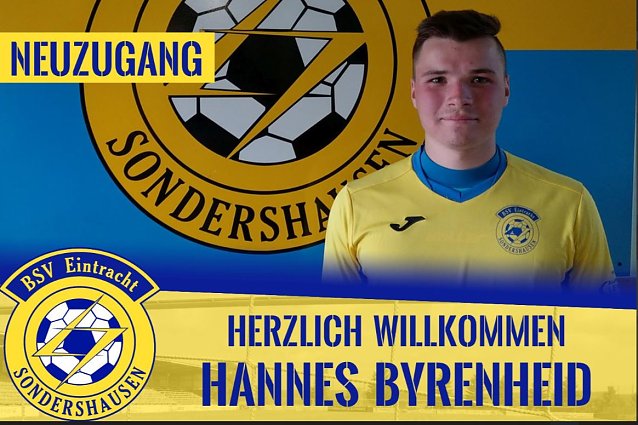 Bild: Torh&uuml;ter Hannes Byrenheid n&auml;chster Neuzugang
