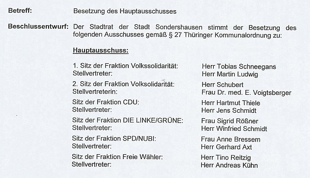 Bild: Aussch&uuml;sse besetzt