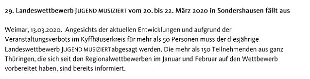 Bild: Weitere Absage von Veranstaltungen