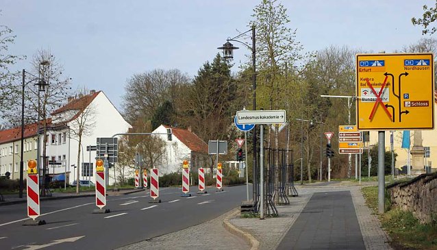Bild: Weitere Stra&szlig;ensperre in Sondershausen