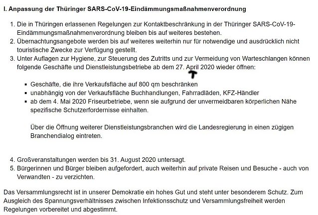 Bild: Erleichterte &Ouml;ffnung von Gesch&auml;ften? April, April in Th&uuml;ringen