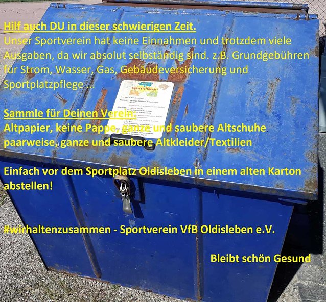 Bild: Harte Zeiten durch Corona auch f&uuml;r Sportverein Oldisleben
