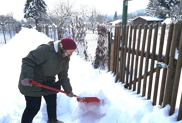 Bild: Schneebeseitigung in Gartenanlage Gl&uuml;ckauf