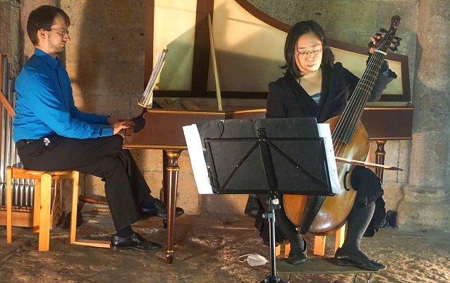 Bild: v.r. Miyoko Ito-Viola da Gamba,Fidel, Martin Erhardt-Blockfl&ouml;te, Cembalo, Portativ. 