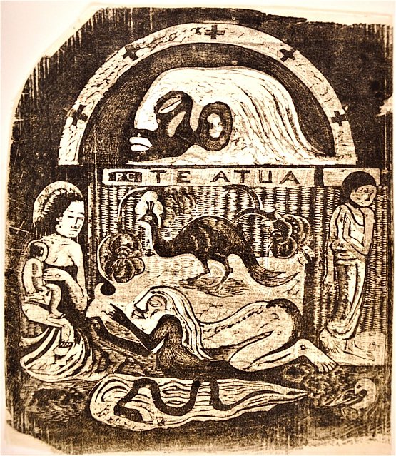 Bild: Paul Gauguin: G&ouml;tter, Holzschnitt, 1899