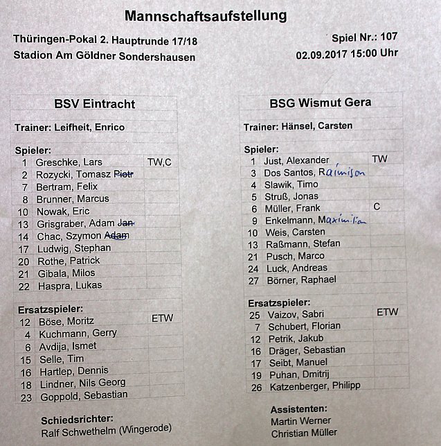 Bild: Im Pokal Eintracht gegen Gera