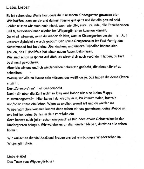 Bild: An alle Wipperg&auml;rtchenkinder