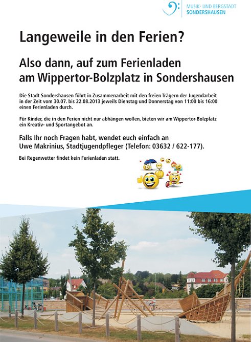 Langeweile in den Ferien? (Foto: Stadt Sondershausen) Langeweile in den Ferien? (Foto: Stadt Sondershausen)