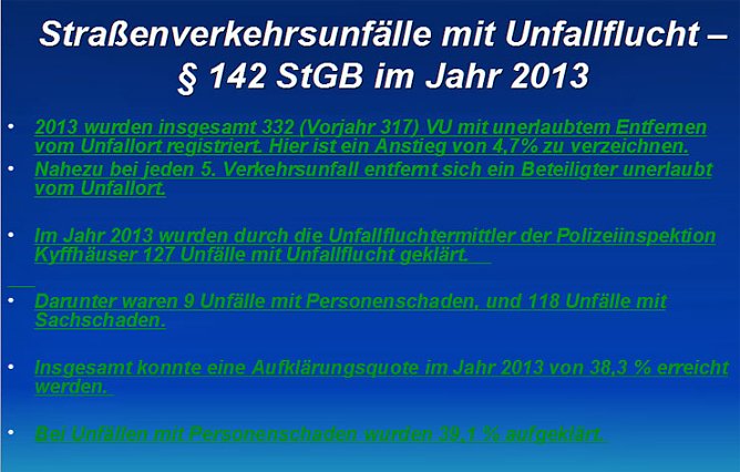 Verkehrsunfallstatistik f&uuml;r 2013 (1) (Foto: Polizeiinspektion Kyffh&auml;user)