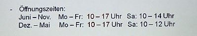 Öffnungszeiten (Foto: Stadt Sondershausen) Öffnungszeiten (Foto: Stadt Sondershausen)