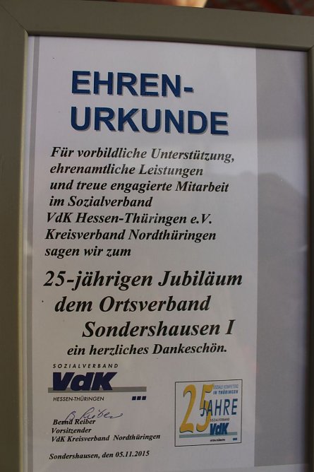 25 Jahre VdK Sondershausen (Foto: Karl-Heinz Herrmann)