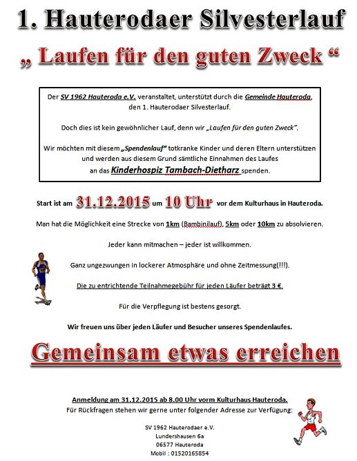 1. Hauterodaer Silvesterlauf (Foto: Hauterodaer SV e.V.)