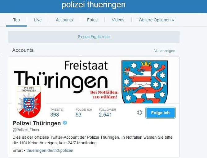 Th&uuml;ringer Polizei auf Twitter (Foto: privat)