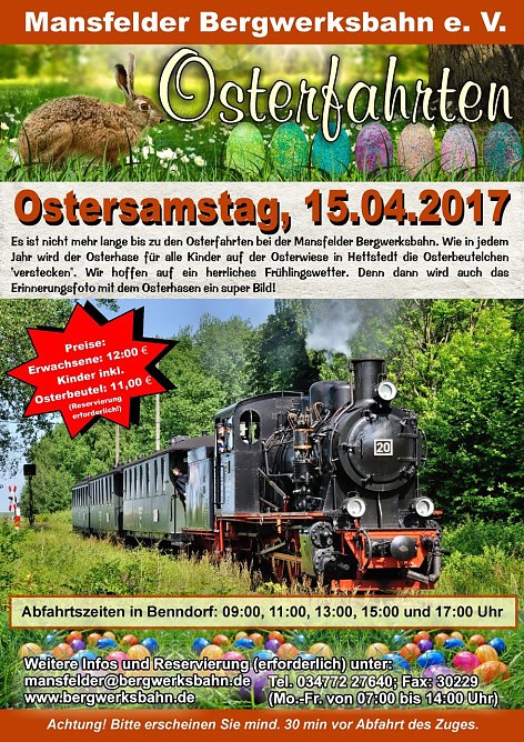 Plakat (Foto: Mansfelder Bergwerksbahn) Plakat (Foto: Mansfelder Bergwerksbahn)