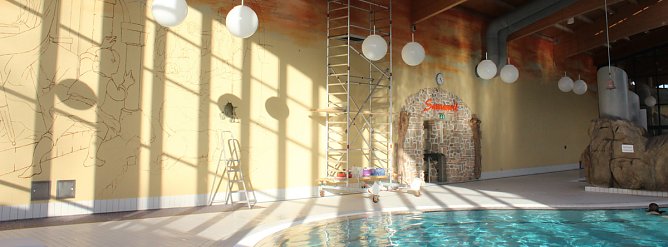 Erste Pinselstriche f&uuml;r Gro&szlig;bild (Foto: Karl-Heinz Herrmann)