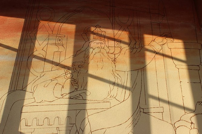 Erste Pinselstriche f&uuml;r Gro&szlig;bild (Foto: Karl-Heinz Herrmann)