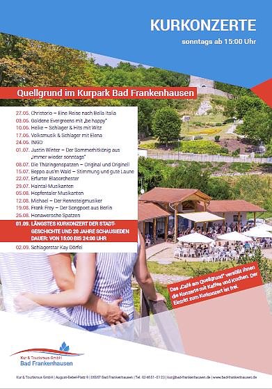 Kurkonzerte-Sommer im Quellgrund (Foto: Stadtmarketing Bad Frankenhausen) Kurkonzerte-Sommer im Quellgrund (Foto: Stadtmarketing Bad Frankenhausen)
