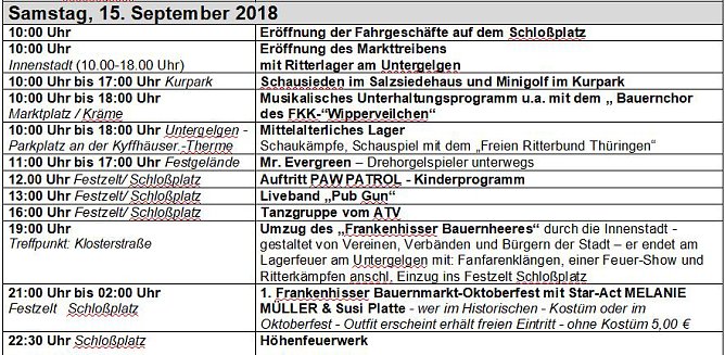 Programm zum Frankenh&auml;user Bauernmarkt (Foto: Stadtmarketing Bad Frankenhausen)