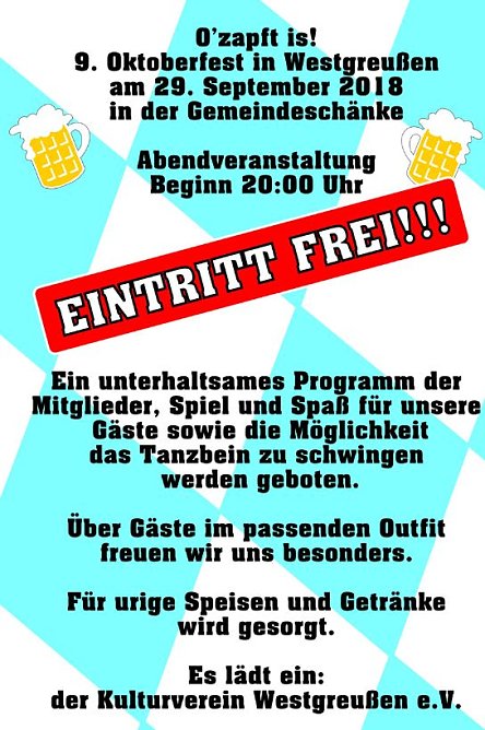 Oktoberfest in Westgreußen (Foto: privat) Oktoberfest in Westgreußen (Foto: privat)