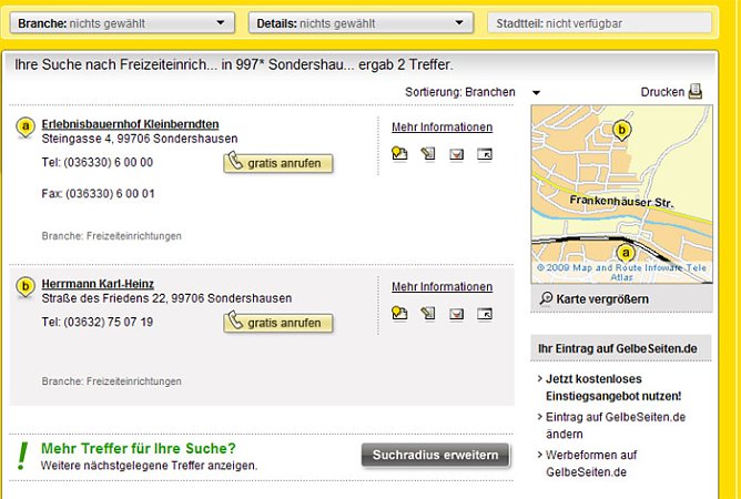 Freizeiteinrichtungen Sondershausen (Foto: Gelbe Seiten)