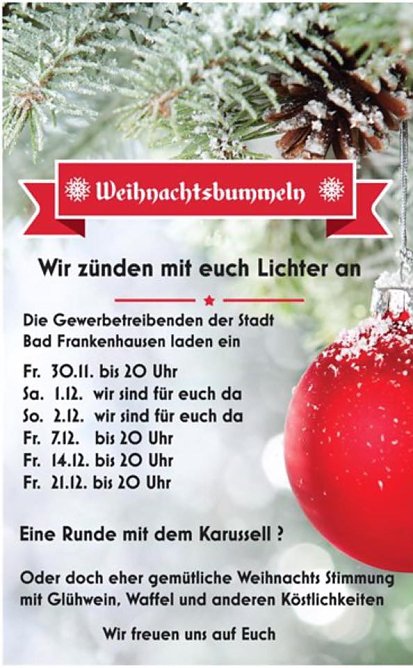 Weihnachtsmarkt und Adventszeit (Foto: Gewerbeverein Bad Frankenhausen)