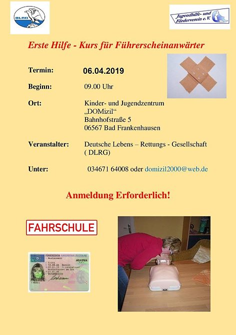 Erste Hilfe Kurs f&uuml;r F&uuml;hrerscheinanw&auml;rter (Foto: Domizil)