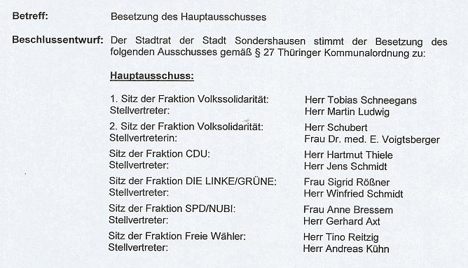 Aussch&uuml;sse besetzt (Foto: Stadt Sondershausen)