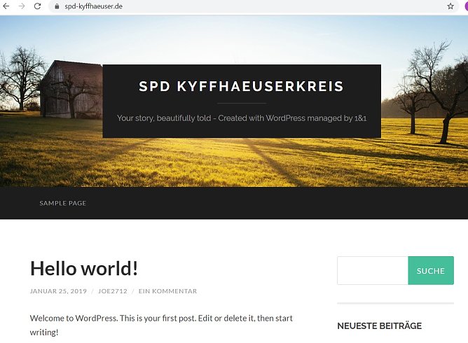 <b>Update </b>  Offensichtlich hat die SPD weiteren Webseiten ein Problem? Denn auch die Seite www.spd-kyffhaeuser.de wird nicht mehr genutzt:  Damit gibt es au&szlig;er von der SPD Helbed&uuml;ndorf www.spd-helbeduendorf.de wohl keinen Web-Auftritt der SPD mehr im Kyffh&auml;userkreis. Wer etwas im Netz wissen will, kann es nur noch &uuml;ber Facebook versuchen. (Foto: Screenshot)