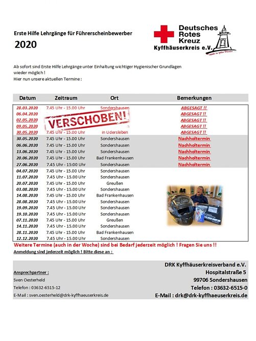 Ampel f&uuml;r Erste Hilfe Lehrg&auml;nge steht wieder auf GR&Uuml;N� (Foto: DRK Kyffh&auml;userkreis)