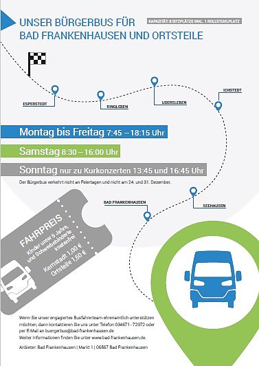 Bürgerbus Bad Frankenhausen startet Ende August (Foto: Stadt Bad Frankenhausen) Bürgerbus Bad Frankenhausen startet Ende August (Foto: Stadt Bad Frankenhausen)