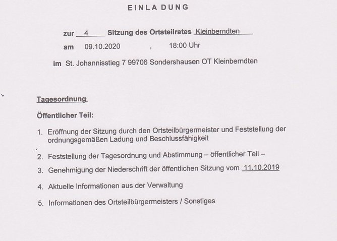 Ortsteilrat (Foto: Stadtverwaltung Sondershausen)