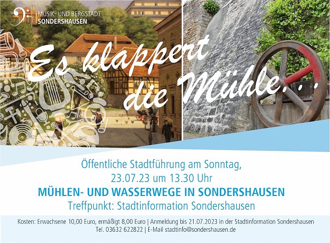 Stadtführung "Mühlen und Wasserwege in Sondershausen2 (Foto: Stadtmarketing Sondershausen) Stadtführung "Mühlen und Wasserwege in Sondershausen2 (Foto: Stadtmarketing Sondershausen)