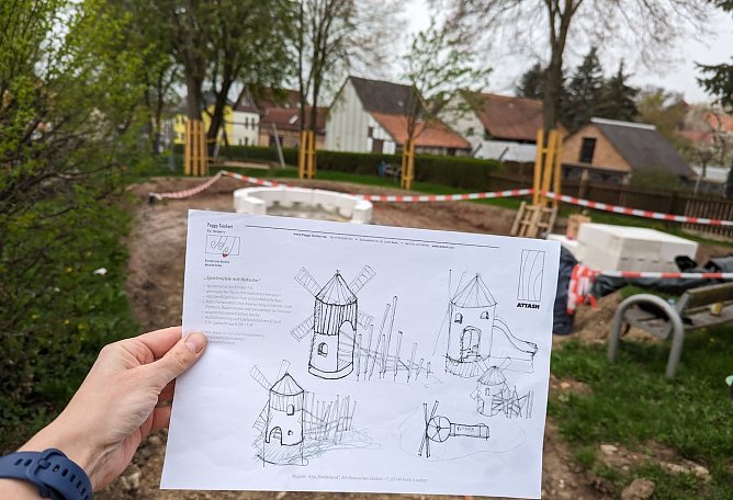 In wenigen Wochen entsteht ein neuer Abenteuerspielplatz zum Thema Windm&uuml;hle im Ortsteil Immenrode der Stadt Sondershausen. (Foto: Janine Skara)