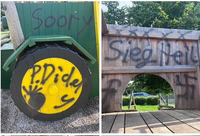 Was soll das? Hakenkreuze auf dem Spielplatz? (Foto: S. Dietzel)