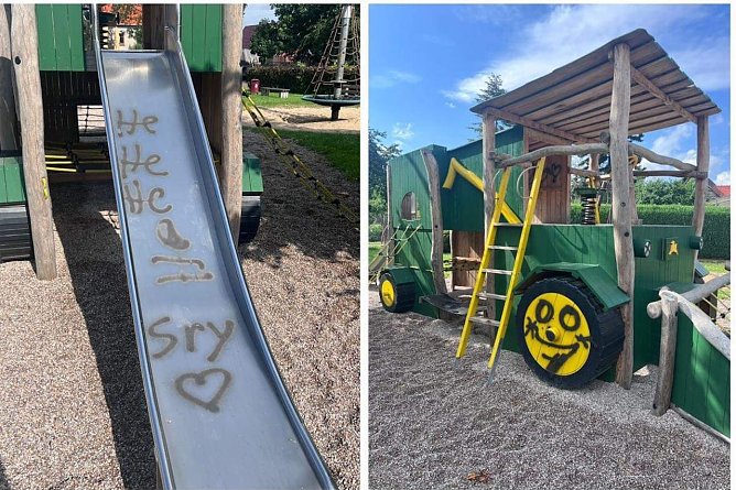 Spielplatz in Schernberg (Sondershausen) beschmiert (Foto: S. Dietzel)