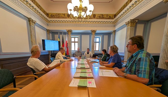 Gemeinsam k&uuml;rten die Stadtr&auml;te, Mitarbeiter der Stadtverwaltung und B&uuml;rgermeister Steffen Grimm die Gewinner des B&uuml;rgerbudgets (Foto: Janine Skara)